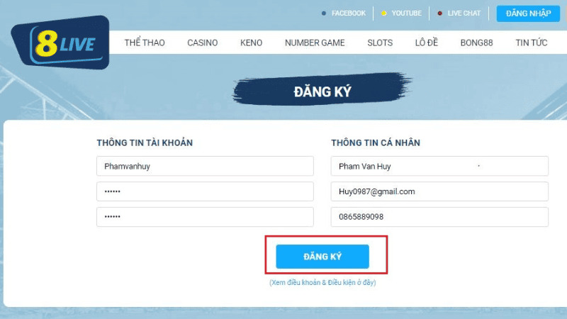 Ấn đăng ký để hoàn tất quá trình tạo tài khoản cá cược Ấn đăng ký để hoàn tất quá trình tạo tài khoản cá cược